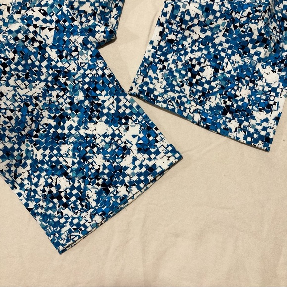 Attyre Blue and White Straight Leg Pants with Geometric Patterns - Picture 13 of 13